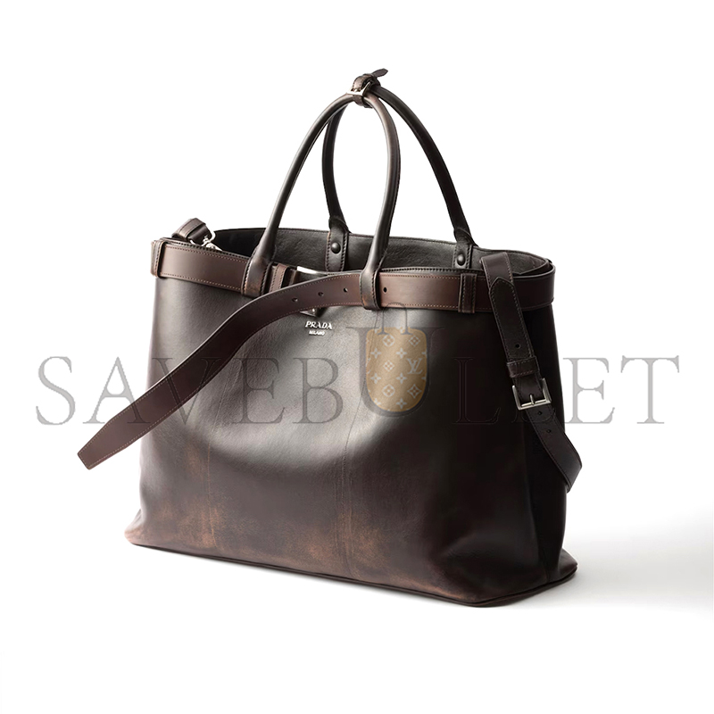 Pra*a buckle nappa leather bag with belt 2vg126 (48*34*18cm)
